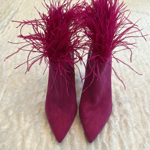 Michael Kors Fuchsia ostrich Feathered Women's Ankle Boots size 8 women’s - Picture 10 of 10